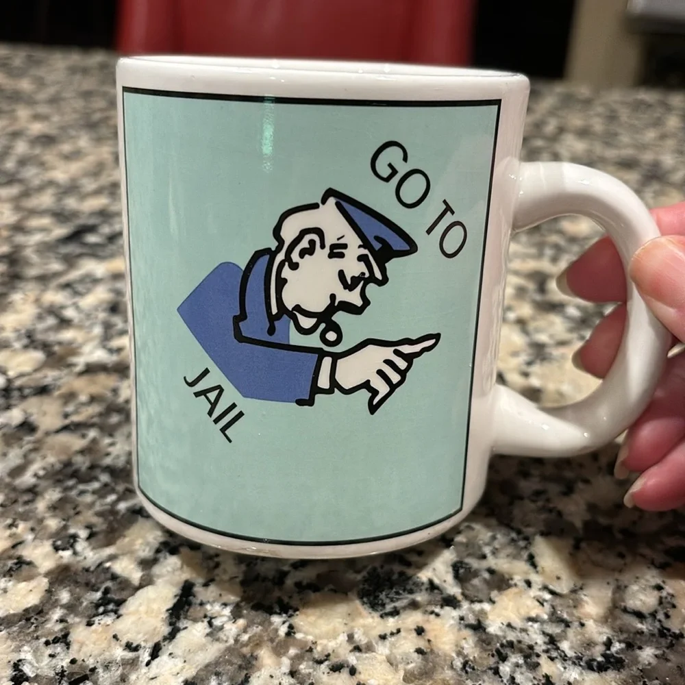 Monopoly Coffee Mug Cup: GO DIRECTLY TO JAIL Do Not Pass Go, Do Not Collect $200